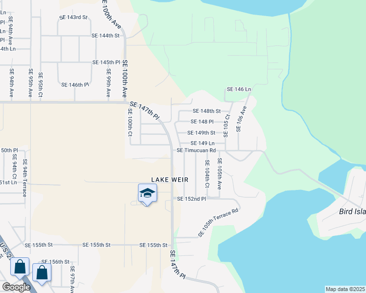 map of restaurants, bars, coffee shops, grocery stores, and more near 14985 Southeast 103rd Avenue in Summerfield