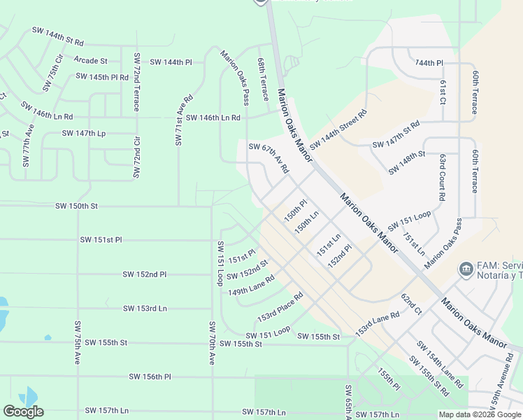 map of restaurants, bars, coffee shops, grocery stores, and more near 66th Avenue Road in Ocala