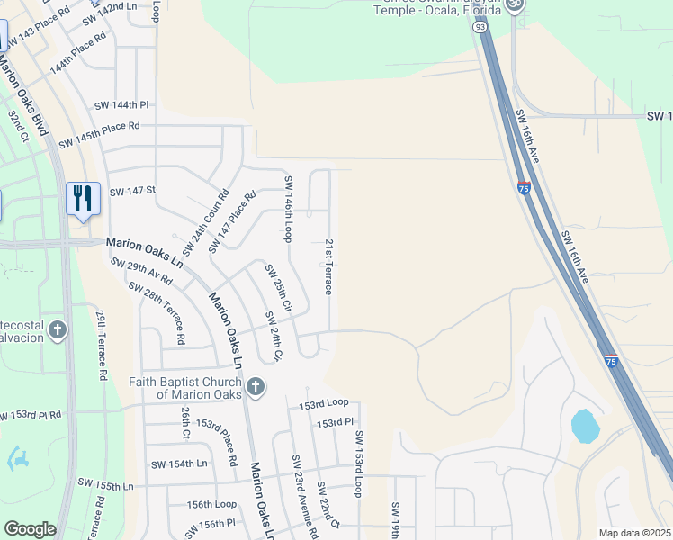 map of restaurants, bars, coffee shops, grocery stores, and more near 4236 Southwest 149th Lane in Ocala