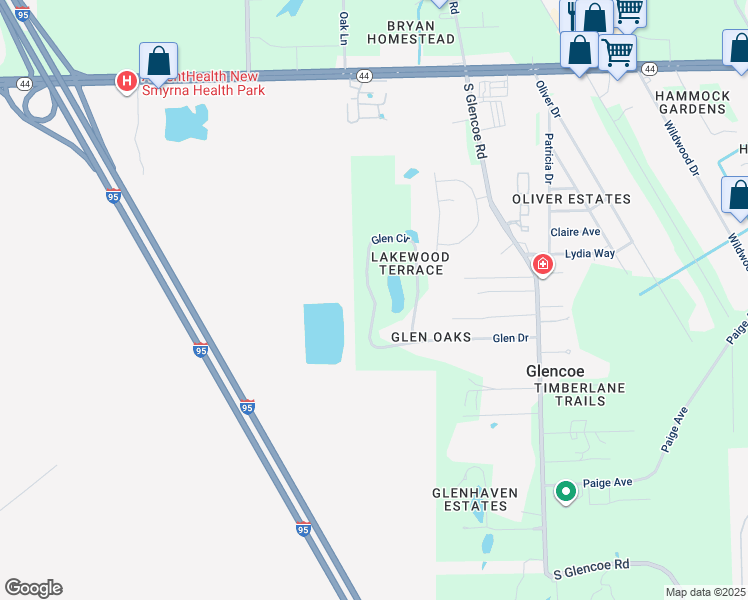 map of restaurants, bars, coffee shops, grocery stores, and more near 798 Glen Circle in New Smyrna Beach