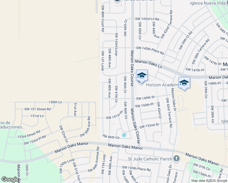 map of restaurants, bars, coffee shops, grocery stores, and more near 14861 Southwest 47th Court in Ocala