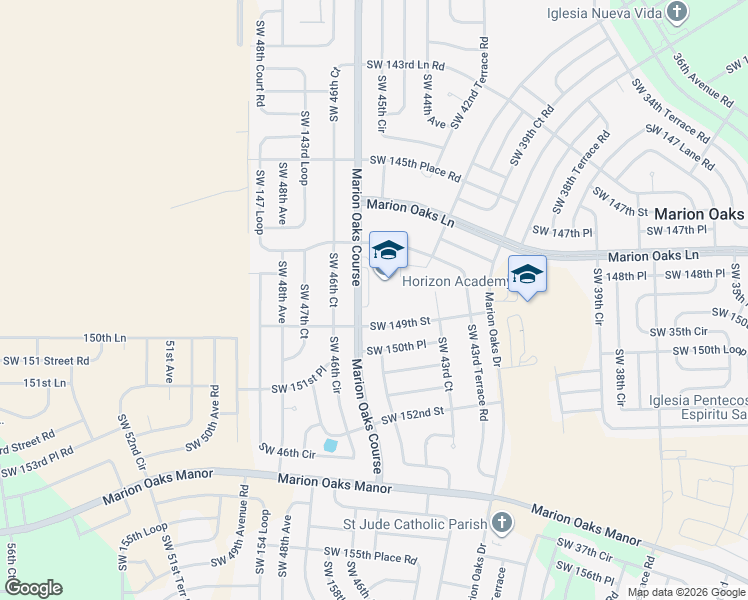map of restaurants, bars, coffee shops, grocery stores, and more near 375 Marion Oaks Course in Ocala