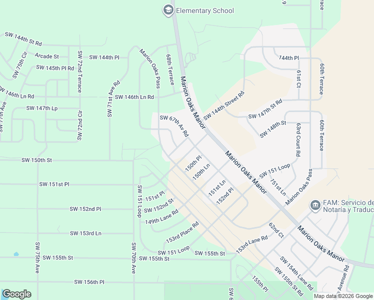 map of restaurants, bars, coffee shops, grocery stores, and more near 14885 Southwest 65th Avenue Road in Ocala