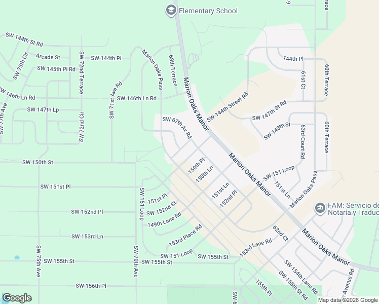 map of restaurants, bars, coffee shops, grocery stores, and more near 14885 Southwest 65th Avenue Road in Ocala