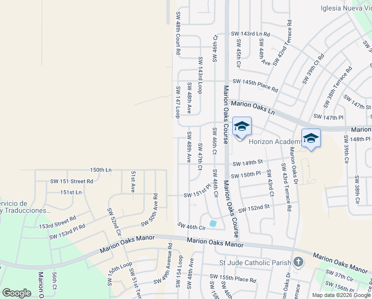 map of restaurants, bars, coffee shops, grocery stores, and more near 14870 Southwest 48th Avenue in Ocala