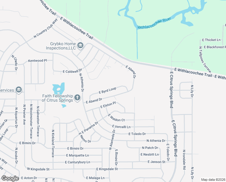 map of restaurants, bars, coffee shops, grocery stores, and more near 788 East Byrd Loop in Citrus Springs