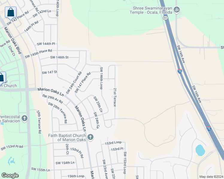 map of restaurants, bars, coffee shops, grocery stores, and more near 2218 Southwest 148th Lane in Ocala