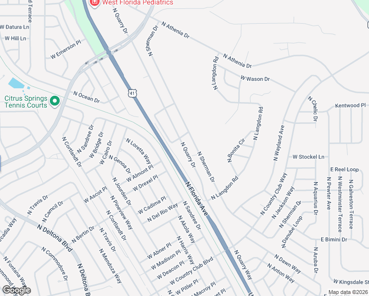 map of restaurants, bars, coffee shops, grocery stores, and more near 9756 North Quarry Drive in Citrus Springs