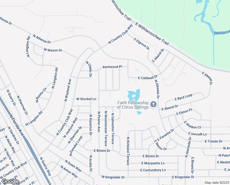 map of restaurants, bars, coffee shops, grocery stores, and more near 174 East Ambassador Lane in Citrus Springs