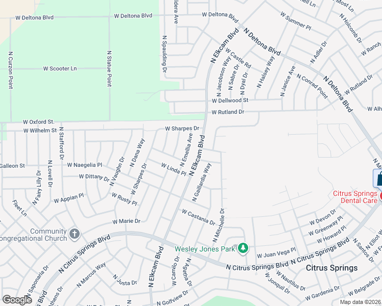 map of restaurants, bars, coffee shops, grocery stores, and more near 9804 North Elkcam Boulevard in Citrus Springs
