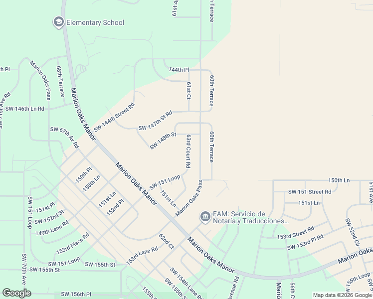 map of restaurants, bars, coffee shops, grocery stores, and more near 15070 63rd Court Road in Ocala