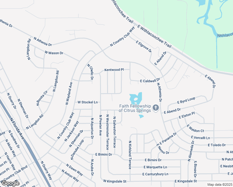 map of restaurants, bars, coffee shops, grocery stores, and more near 174 East Ambassador Lane in Citrus Springs
