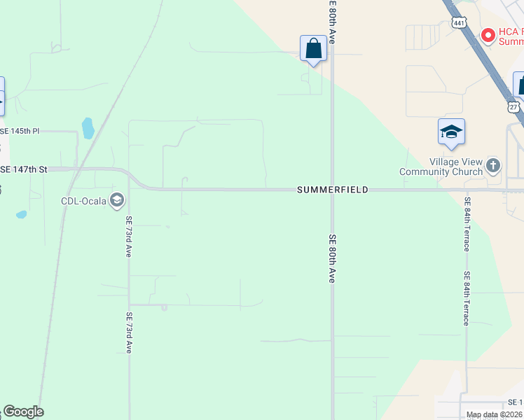 map of restaurants, bars, coffee shops, grocery stores, and more near 7800 Southeast 147th Place in Summerfield