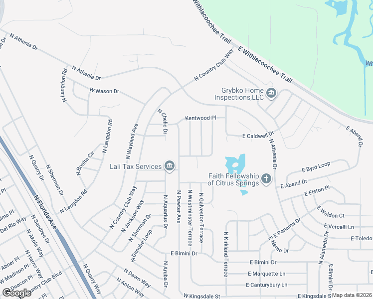 map of restaurants, bars, coffee shops, grocery stores, and more near 9830 North Denver Terrace in Citrus Springs