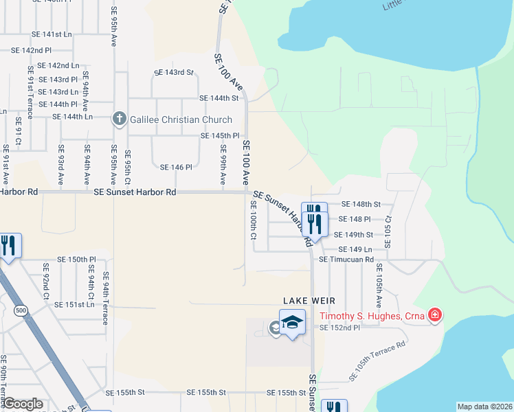 map of restaurants, bars, coffee shops, grocery stores, and more near 14788 Southeast 100th Court in Summerfield