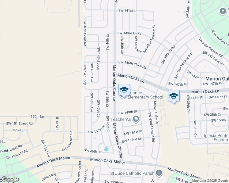 map of restaurants, bars, coffee shops, grocery stores, and more near 375 Marion Oaks Course in Ocala
