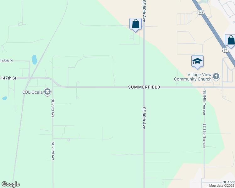 map of restaurants, bars, coffee shops, grocery stores, and more near 7800 Southeast 147th Place in Summerfield