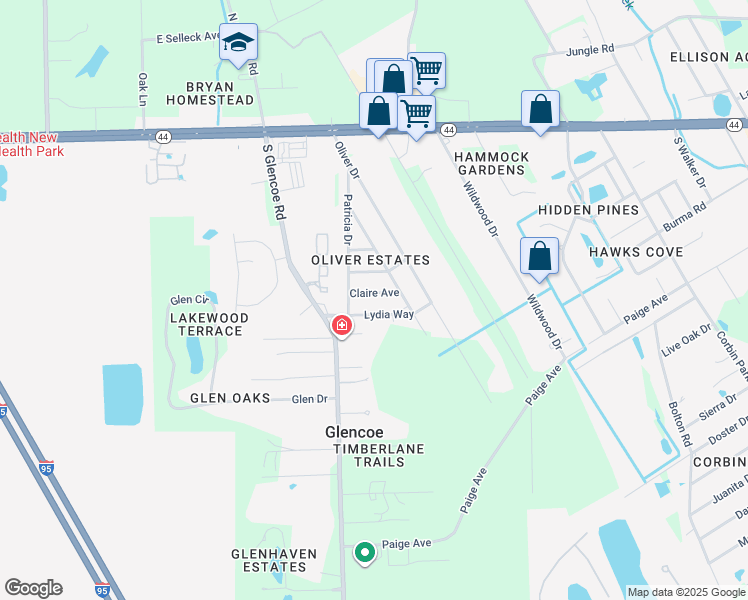 map of restaurants, bars, coffee shops, grocery stores, and more near 2444 Claire Ave in New Smyrna Beach