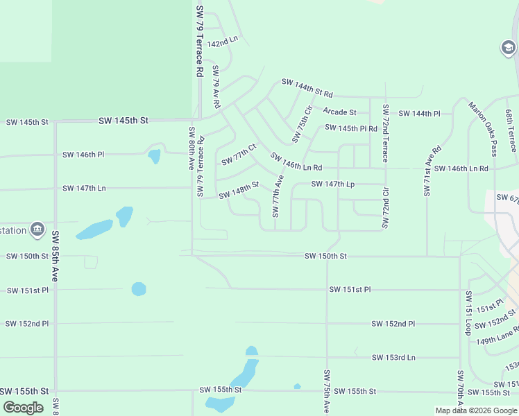 map of restaurants, bars, coffee shops, grocery stores, and more near Southwest 78th Circle in Marion Oaks
