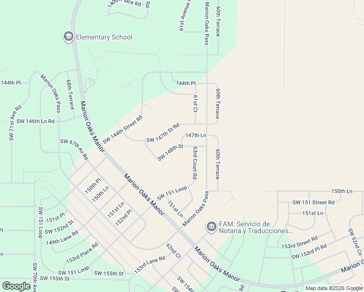 map of restaurants, bars, coffee shops, grocery stores, and more near Southwest 148th Street in Ocala