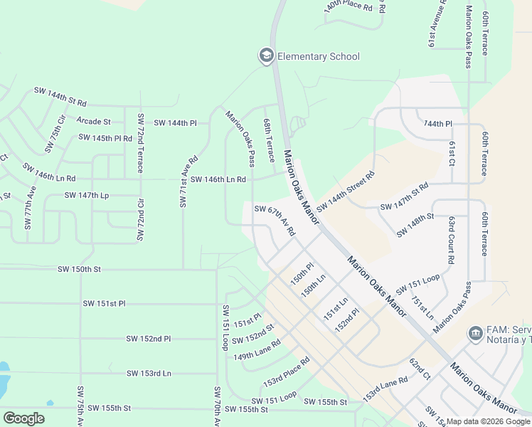 map of restaurants, bars, coffee shops, grocery stores, and more near 6798 Southwest 148th Place Road in Ocala