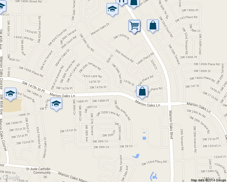map of restaurants, bars, coffee shops, grocery stores, and more near 241 Marion Oaks Ln in Ocala