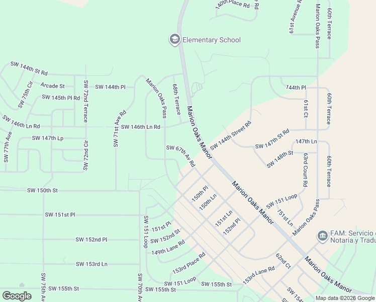 map of restaurants, bars, coffee shops, grocery stores, and more near 14877 Southwest 65th Avenue Road in Ocala