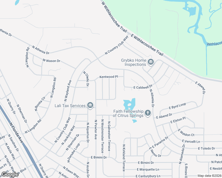map of restaurants, bars, coffee shops, grocery stores, and more near 9829 North Baldwin Terrace in Citrus Springs