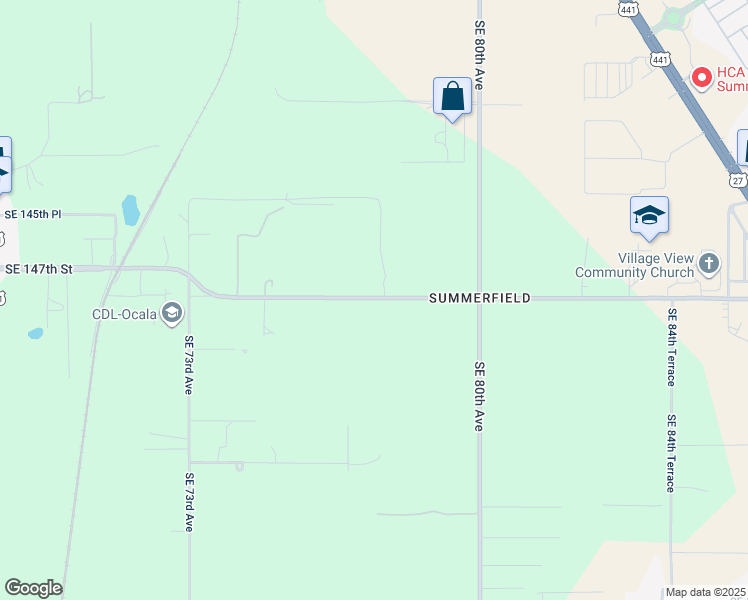 map of restaurants, bars, coffee shops, grocery stores, and more near 7800 Southeast 147th Place in Summerfield