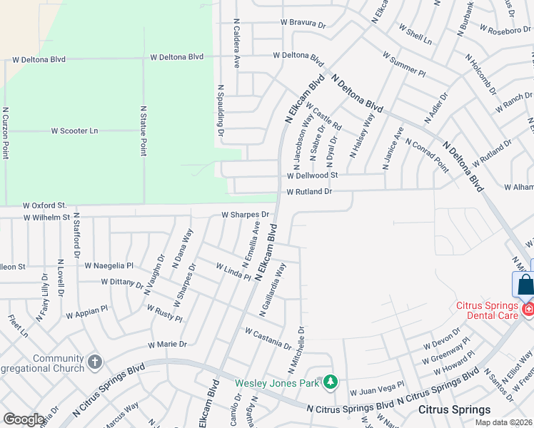 map of restaurants, bars, coffee shops, grocery stores, and more near 3071 West Sharpes Drive in Citrus Springs