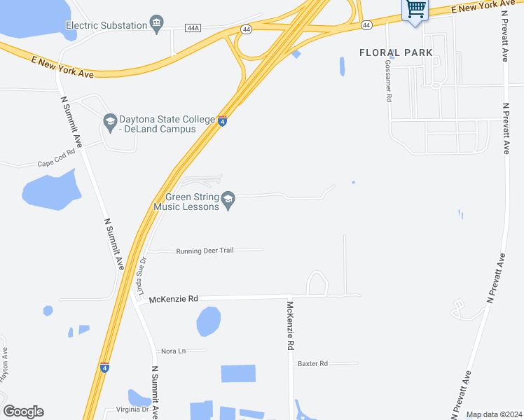 map of restaurants, bars, coffee shops, grocery stores, and more near 209 Oakapple Trail in Lake Helen