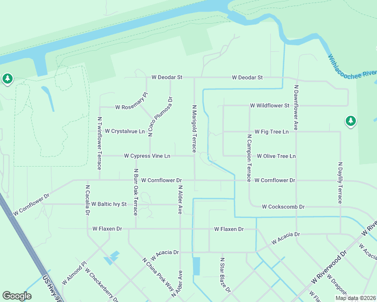 map of restaurants, bars, coffee shops, grocery stores, and more near 12415 West Cypress Vine Lane in Crystal River