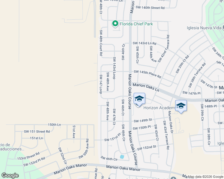 map of restaurants, bars, coffee shops, grocery stores, and more near 4838 Southwest 143rd Loop in Ocala