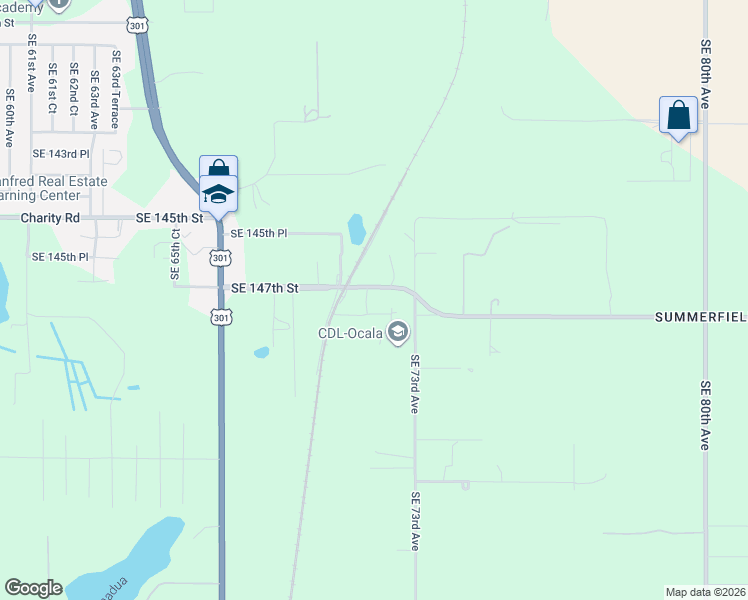 map of restaurants, bars, coffee shops, grocery stores, and more near 14725 Southeast 71st Court in Summerfield