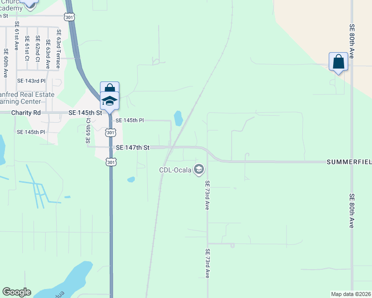 map of restaurants, bars, coffee shops, grocery stores, and more near 14725 Southeast 71st Court in Summerfield
