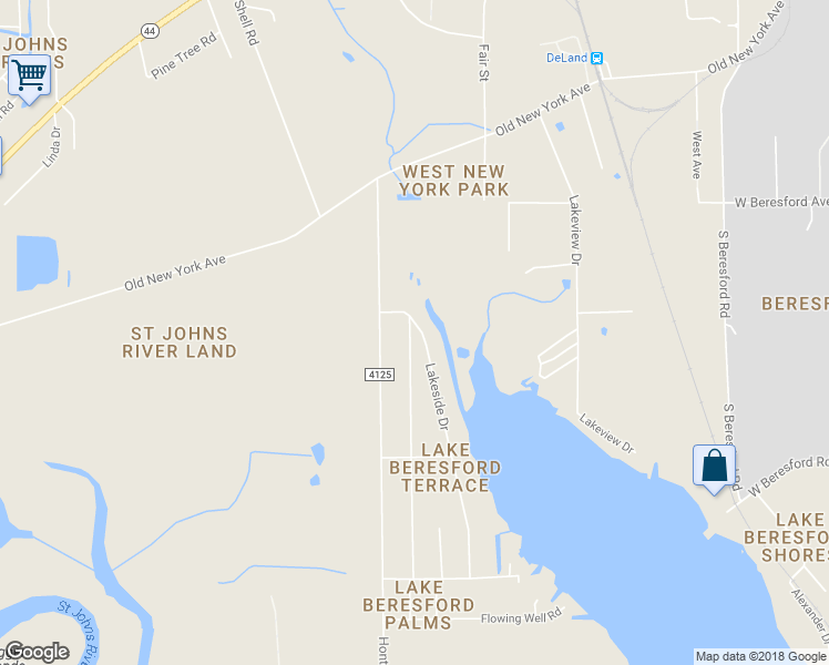 map of restaurants, bars, coffee shops, grocery stores, and more near 1514 Lakeside Drive in DeLand