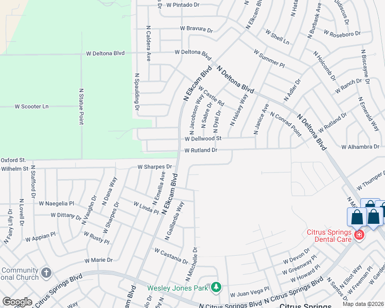 map of restaurants, bars, coffee shops, grocery stores, and more near 2730 West Rutland Drive in Citrus Springs
