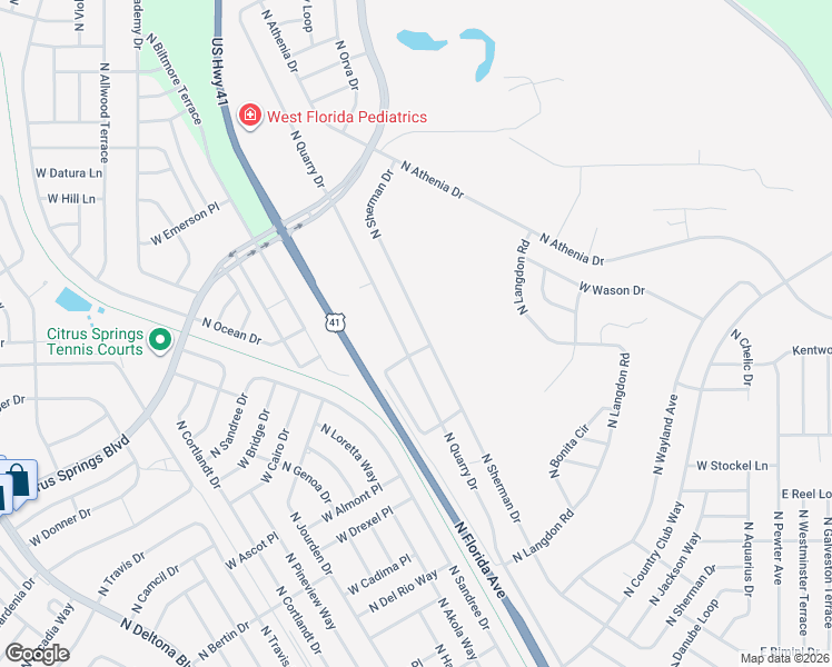 map of restaurants, bars, coffee shops, grocery stores, and more near 10054 North Sherman Drive in Citrus Springs