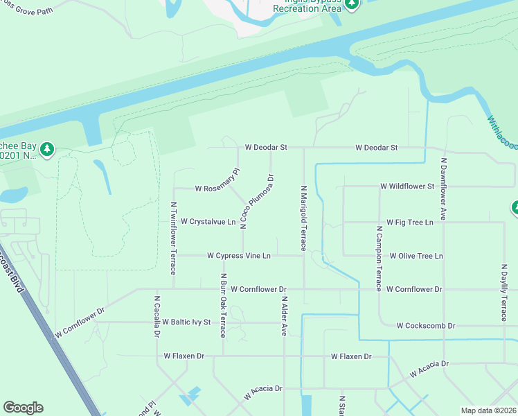 map of restaurants, bars, coffee shops, grocery stores, and more near 10257 North Coco Plumosa Drive in Crystal River