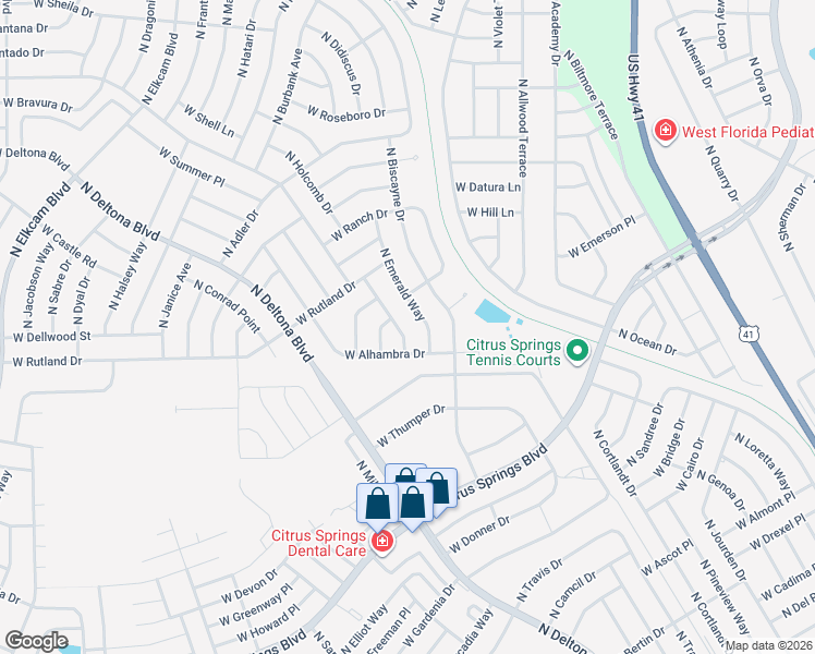 map of restaurants, bars, coffee shops, grocery stores, and more near 10071 North Darwin Way in Citrus Springs