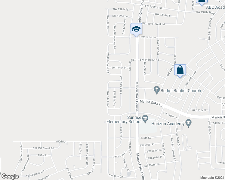 map of restaurants, bars, coffee shops, grocery stores, and more near 14578 SW 48th Ave in Ocala