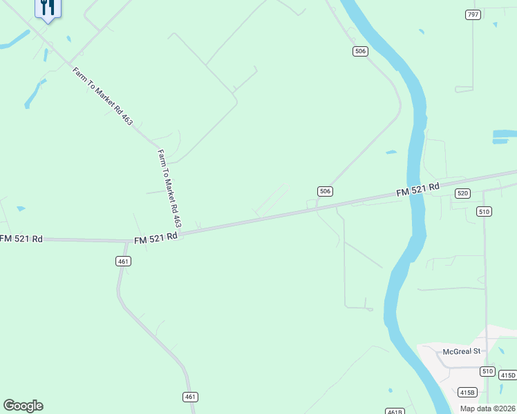 map of restaurants, bars, coffee shops, grocery stores, and more near 3890 Farm to Market Road 521 in Brazoria