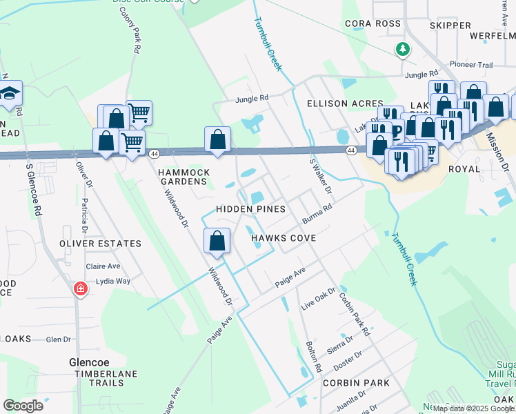 map of restaurants, bars, coffee shops, grocery stores, and more near 2263 Deerwood Drive in New Smyrna Beach