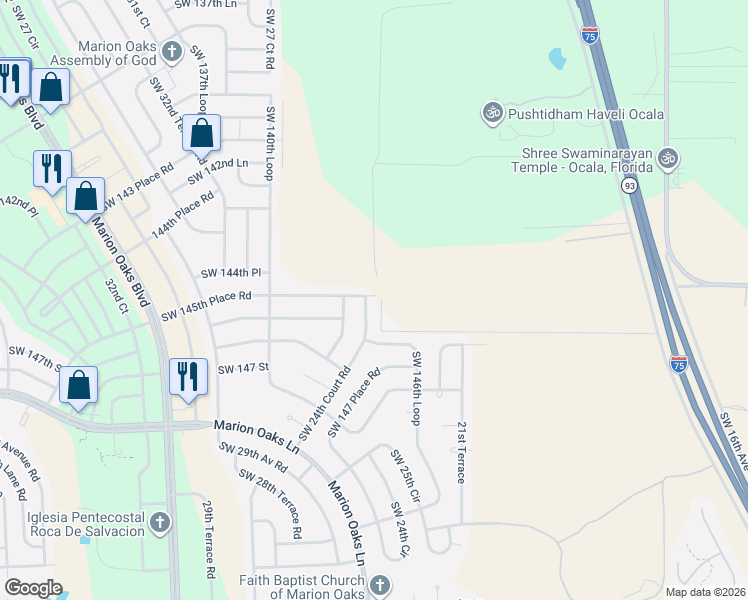 map of restaurants, bars, coffee shops, grocery stores, and more near in Marion County