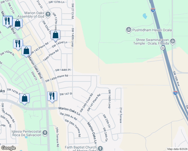 map of restaurants, bars, coffee shops, grocery stores, and more near in Marion County