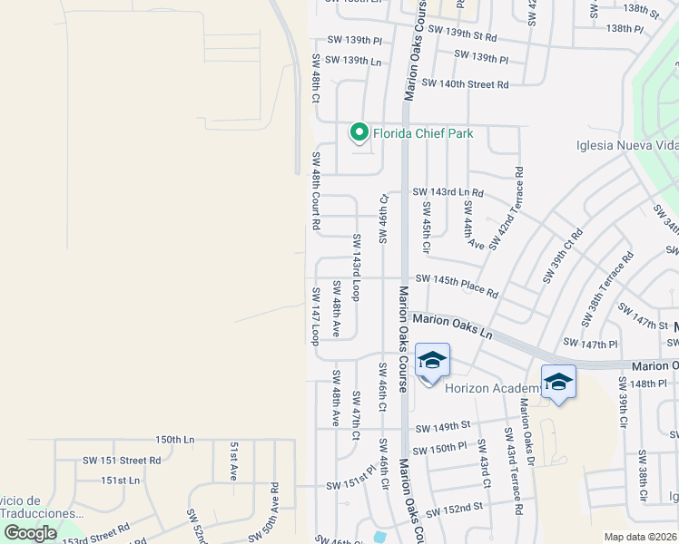 map of restaurants, bars, coffee shops, grocery stores, and more near 14578 Southwest 48th Avenue in Ocala