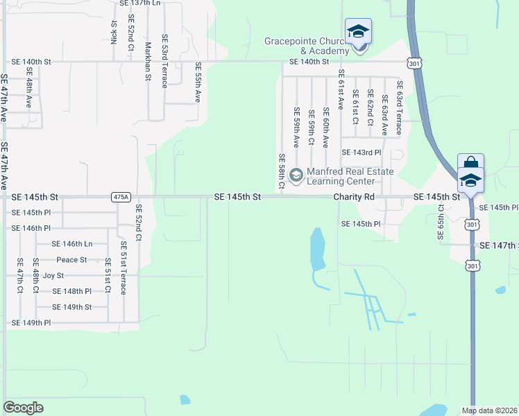 map of restaurants, bars, coffee shops, grocery stores, and more near 5800 Southeast 145th Street in Summerfield