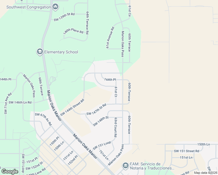 map of restaurants, bars, coffee shops, grocery stores, and more near 6197 Southwest 144th Lane Road in Ocala