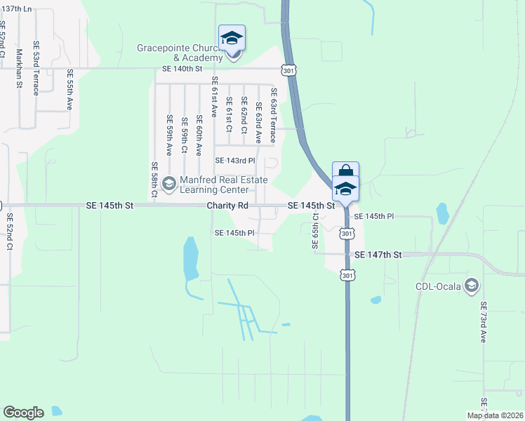 map of restaurants, bars, coffee shops, grocery stores, and more near 6290 Southeast 145th Street in Summerfield