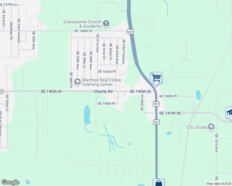 map of restaurants, bars, coffee shops, grocery stores, and more near 6290 Southeast 145th Street in Summerfield